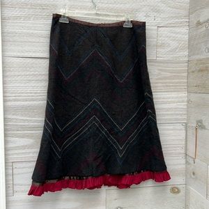 Field Manor wool layered ruffle skirt chevron pattern business